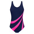 thumbnail image 4 of VBTAPA Womens One Piece Swimsuit Tummy Control Sporty Slimming Bathing Suit Color Block Full Coverage Swimwear Daily Sales Navy L, 4 of 6