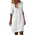 thumbnail image 1 of Kcodviy Robe Longue Maxi Taille Haute pour Femmes, Nouée, Couleur Unie, Robe Midi Ronde avec Fente au Cou, Robe Habillée pour Femmes, Robes pour Femmes Longueur Midi, Longues Robes pour Femmes, 1 of 7