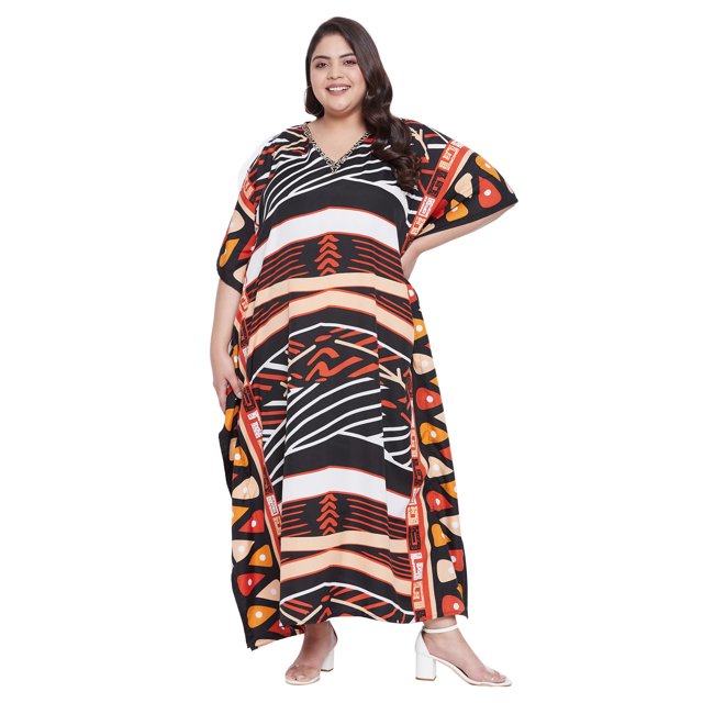 Oussum Caftan pour Femmes Longue Robe Maxi Caftan Manches 3/4 Robes pour Dames Filles