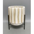 thumbnail image 1 of hometrends Striped Stoneware Planter with Stand, 1 of 1