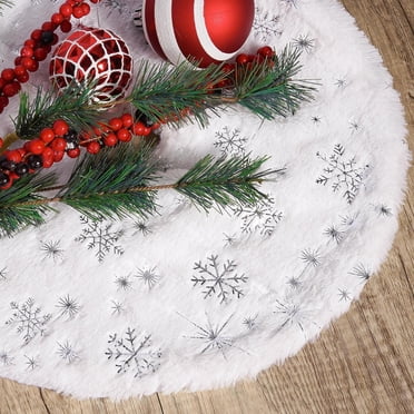 Jupes de Sapin de Noël - Décorations de Noël Jupe de Sapin de Noël Tapis Flocon de Neige Tapis Blanc pour Maison Sapin de Noël Déco du Nouvel An Ornement Tablier de Noël 15.35 Pouces