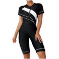thumbnail image 2 of cllios One Piece Swimsuit Women Rash Guard Swimwear Tummy Control Zipper Surfing Short Sleeve Athletic Bathing Suits, 2 of 7
