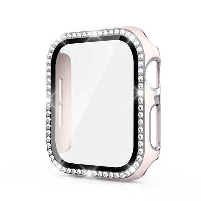 Apple Watch Case with Tempered Glass Screen Protector for Apple Watch 38mm Series 3/2/1, Bling Crystal Diamond Rhinestone Ultra-Thin Bumper Full Cover Protective Case for Women Girls iWatch