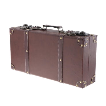 Xuanheng 1pc Retro Wood Leatner Suitcase for Men Women Home Decor Organizer Packaging brown