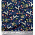thumbnail image 1 of Soimoi Rayon Fabric Leaves & Reindeer Animal Decor Fabric Printed Yard 42 Inch Wide, 1 of 3