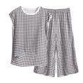 thumbnail image 1 of Tnhcen Pyjama pour Femme Grande Taille Ensemble 2 Pcs Débardeur à Col Ras du Cou Imprimé Vibrant + Pantalon Capri Décontracté Extensible Confortable pour Tous les Jours TG-6TG, 1 of 3