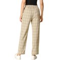 thumbnail image 3 of Unique Bargains Women's Plaid High-Rise Straight Leg Trousers with Pockets, Khaki, 3X-Large, 3 of 8