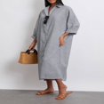 thumbnail image 4 of Robe Chemise pour Femmes à Manches Longues et Col Rabattu à Rayures, 4 of 9