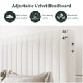 thumbnail image 3 of Amolife Full Size Upholstered Platform Bed Frame with Adjustable Velvet Headboard, Off-White, 3 of 8