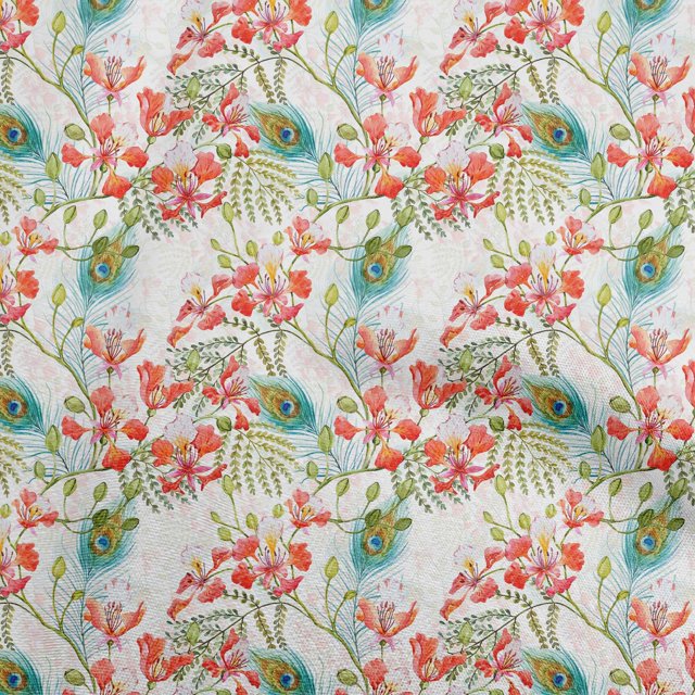 oneOone Velvet Orange Fabric Florals Sewing Material Print Fabric By The Yard 58 Inch Wide