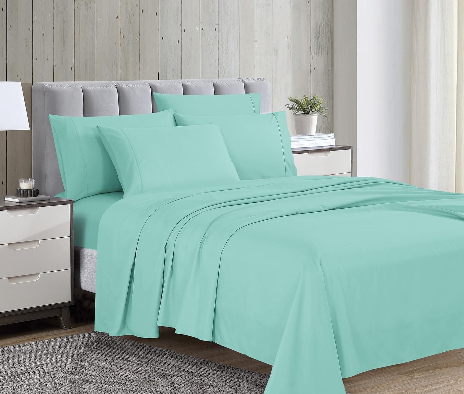 Ensemble de draps de luxe Swift Home 6 pièces avec taie d'oreiller additionnelle, King, Vert mousse