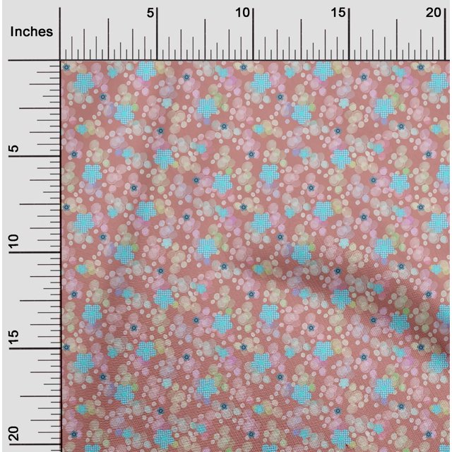 oneOone Viscose Chiffon Fabric Dot & Flower Floral Print Fabric BTY 42 Inch Wide
