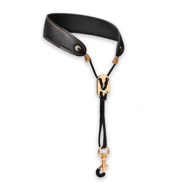 Leather Saxophone Neck Strap for Soprano Tenor Alto Baritone Sax Multi Color Black