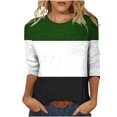 thumbnail image 1 of CEHVOM T-shirt Mode Imprimé pour Femmes Manches 3/4 Blouse Col Rond Hauts Décontractés Liquidation, 1 of 5