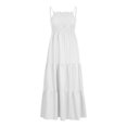 thumbnail image 4 of EGNMCR Robe Maxi d'Été pour Femme Grande Taille Décontractée Bohème Sans Manches à Taille Élastique à Volants Évasée en A Longue Robe de Plage Soleil Robes, 4 of 7