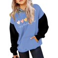 thumbnail image 1 of FAOWME Child Long Sleeve Color Matching Printed Letters Hooded Sweatshirts Pullover Tops Blue 3-4 Years, 1 of 4