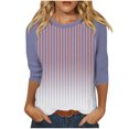 thumbnail image 1 of Birdeem T-Shirts à Manches 3/4 pour Femmes T-Shirt Imprimé Mode Blouse à Manches 3/4 Col Rond Hauts Décontractés T-Shirts à Manches 3/4 pour Femmes, 1 of 5