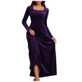 thumbnail image 2 of Gspmoly Robes pour Femmes, Robe Longue en Velours à Manches Longues et Col en V pour Femmes, Robe en Velours au Tempérament Ajusté, Robe Formelle, Robes de Soirée pour Femmes Offres du Jour, 2 of 4
