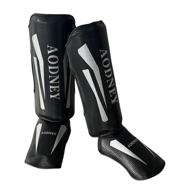 DYNWAVECA Kickboxing Shin Guards Shin Protection Gear Training Gear Leg Instep Protection Pads Leg Guards for Kicking Karate Black L
