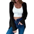 thumbnail image 1 of aohooy Knit Cardigan Women V-Neck Button Down Cardigans Solid Soft Long Sleeve Sweaters Black,S, 1 of 9