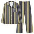 thumbnail image 2 of FAIWAD Ensemble de Pyjama pour Femmes à Rayures Imprimées, Manches Longues, Pyjama à Boutons et Pantalon Long, Ensemble de Détente 2 Pcs, 2 of 5