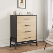 38.6inch Tall Dresser for Bedroom with 4 Deep Drawers, Sturdy Wooden Storage Chest 4 Drawer Dresser, Modern Farmhouse Organizer for Closet, Nursery, Entryway, Smooth Gliding Drawers