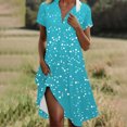 thumbnail image 2 of VEKDONE Robe Ample et Confortable pour Femmes à Pois, Col en V, Manches Courtes, Bleu Ciel, G, 2 of 6