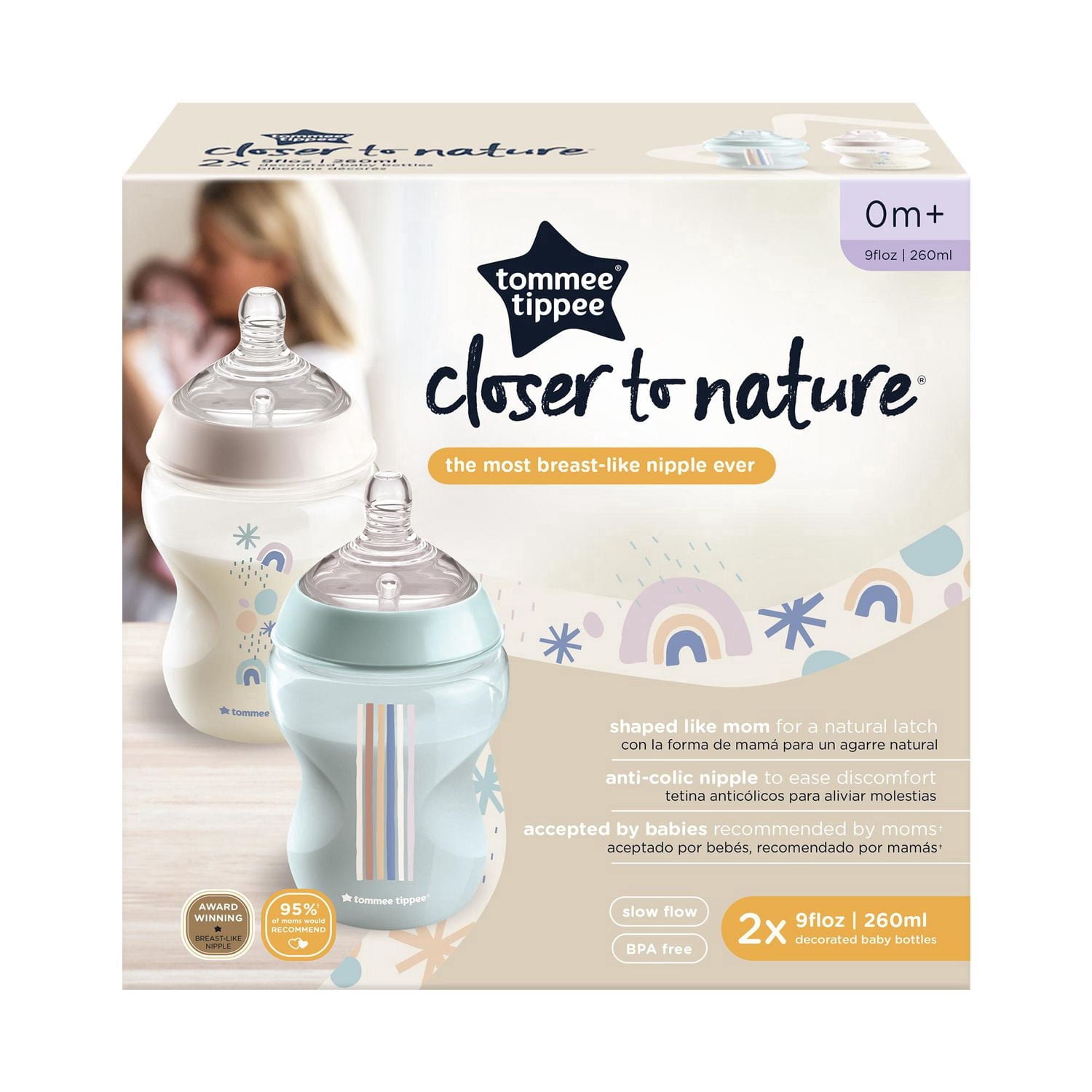 Tommee Tippee Plus Près de la Nature Biberons pour Bébé, Tétines Imitant le Sein avec Valve Anti-Colique