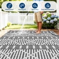 thumbnail image 3 of Modern Geometric Outdoor Rug - UV & Weather Resistant, Easy Clean, Portable, Non-Slip - 8x10ft, Gray White - USA Spec, 3 of 8