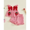 thumbnail image 3 of Toddler Baby Girl Summer Clothes Watermelon Print Tank Tops Ruffle Cuffs Shorts 2Pcs Sweet Outfit, 3 of 8