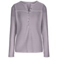 thumbnail image 3 of Yuyuzo Womens Long Sleeve Fall Tops Half Button V Neck Loose Fitted Shirts Comfy Textured Blouses, 3 of 5