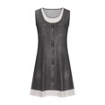 thumbnail image 5 of FAIWAD Robe Boutonnée pour Femmes Col Ras du Cou Sans Manches Robe Trapèze Filles Été Décontractée Ample Midi Robe d'Été, 5 of 5