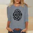 thumbnail image 2 of RKSTN Hauts Grande Taille pour Femmes Œufs de Pâques Mignons Imprimés Lapin Coupe Ample Col Rond Manches 3/4 Printemps Été Blouse Douce, 2 of 4