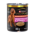 Purina Pro Plan Peau sensible & Saumon d'estomac & Riz Entrée, Nourriture pour chiens mouillés 368 g