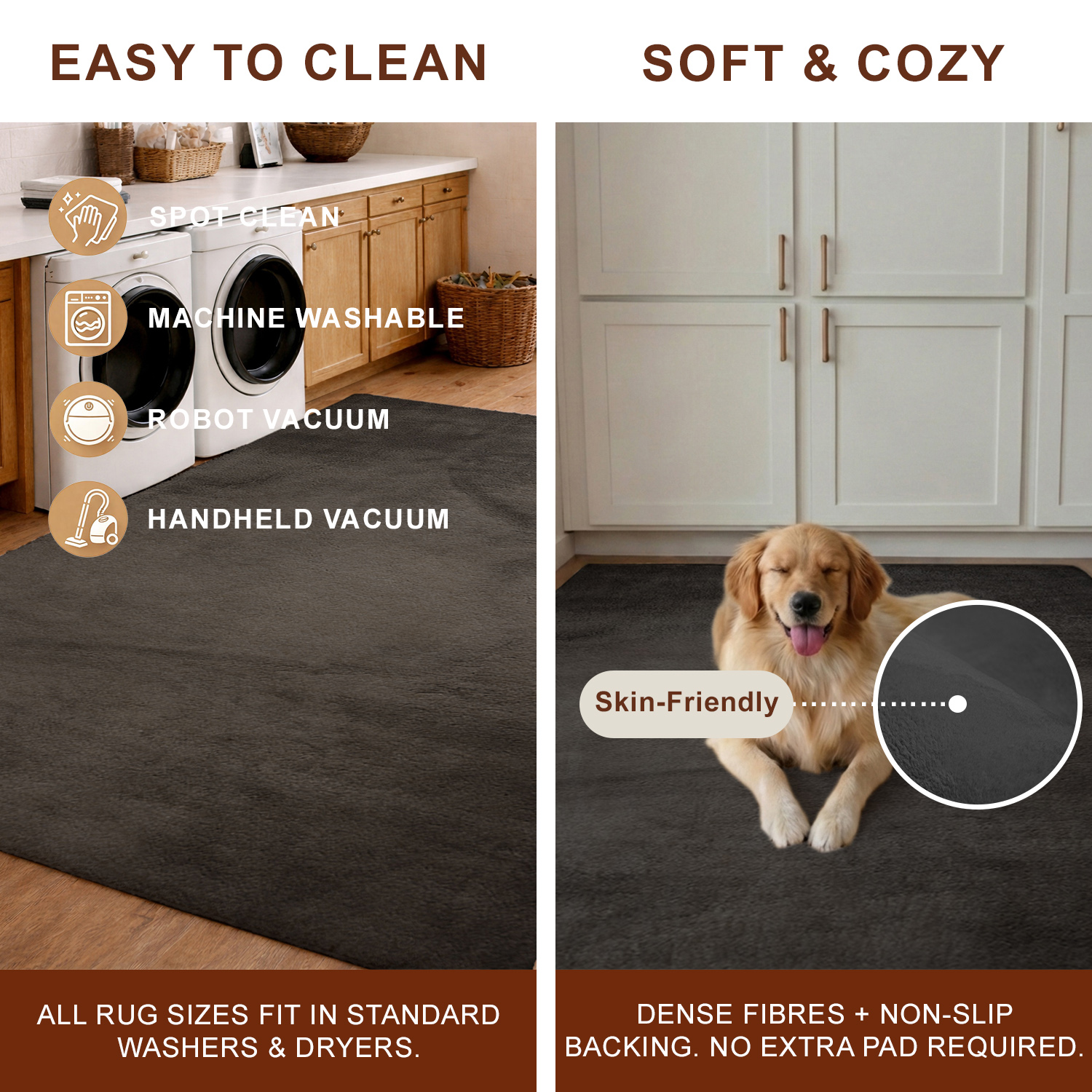 Tapis Argo Lavable A la Machine Moelleux et Shaggy pour Salon, Chambre, Salle Manger, Entrée, Couloir Plus Encore.