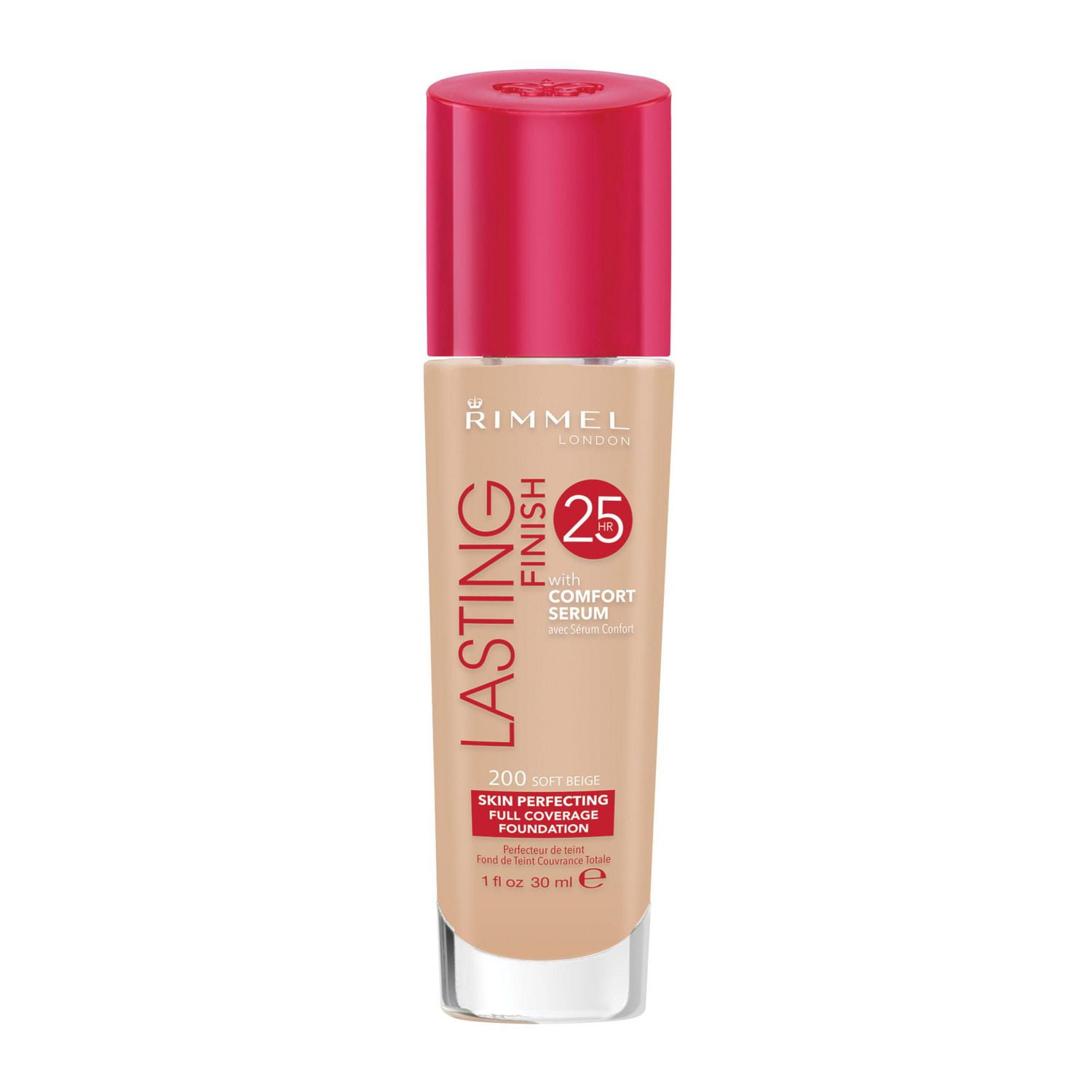 RimmelFond de teint Lasting Finish 25HR, avec vitamine E, hydratation instantanée, résistant à la transpiration & transfert, 100% Sans Cruauté
