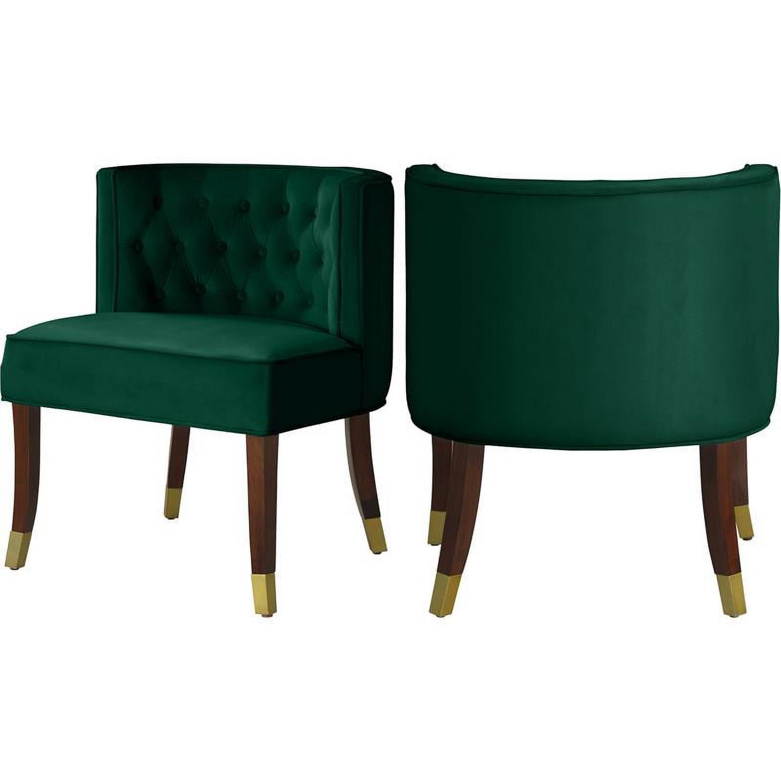 Meridian Furniture Perry Collection Chaise de Salle à Manger en Velours, Verte (Ensemble de 2)