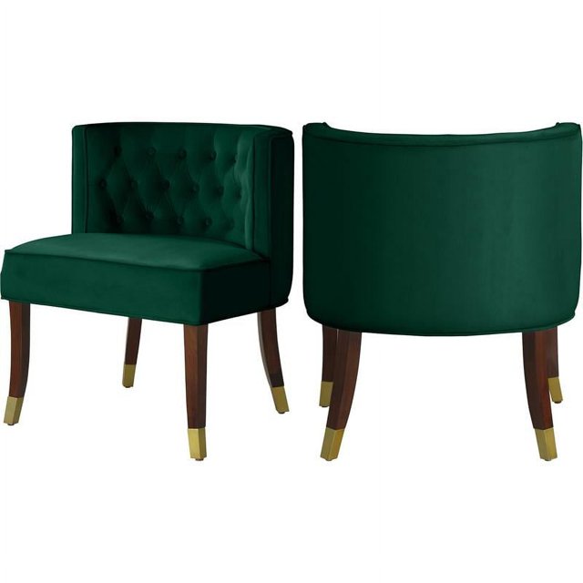 Meridian Furniture Perry Collection Chaise de Salle à Manger en Velours, Verte (Ensemble de 2)