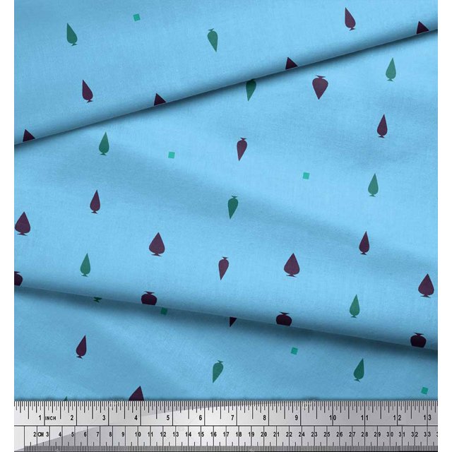 Soimoi Blue Poly Georgette Fabric Butidar Jamdani Print Sewing Fabric Yard 52 Inch Wide
