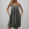 thumbnail image 3 of Ovzne Robes pour Femmes 2025 Robe d'Été Femmes Chemise de Nuit avec Poches Chemises de Sommeil Sans Manches Tenue de Nuit devant Plissé Nuisette Col Rond Robe de Nuit Robe de Printemps Liquidation, 3 of 6