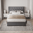 thumbnail image 1 of Brittany King Bed Frame with 4 Storage Drawers/Platform Bed/Upholstered/Tufted/No Box Spring Required/Wood Slat Support, 1 of 5