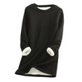 thumbnail image 1 of Chandail en Molleton Doublé Sherpa en Polaire pour Femmes, Chandail Chaud d'Hiver, Col Rond, Automne, Tunique de Détente, Rouge Melon D\'eau 2TG, 1 of 7