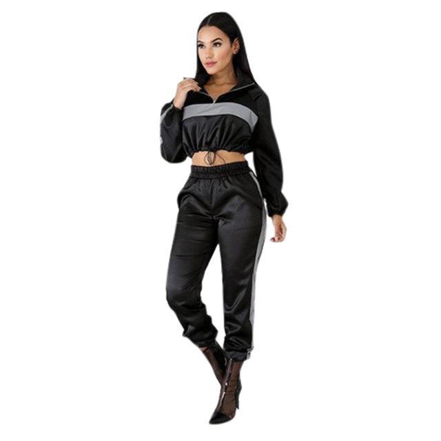 Ensemble de Sport pour Femmes à Paillettes, Chandail à Capuchon à Manches Longues et Pantalon