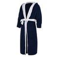thumbnail image 4 of Innerwin Dressing Gown Solid Color Men Wrap Robe Home Hooded Thicken Plush Bath Robes Blue White S, 4 of 6