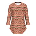 thumbnail image 4 of Penkiiy Hauts à Manches 3/4 pour Femmes T-Shirts Plissés Col Rond Tunique Décontractée Automne Vêtements Basiques Tendance S Orange, 4 of 7
