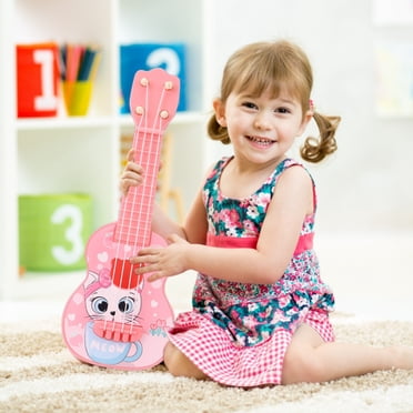 Pisexur Baby Toys Jouet Ukulélé pour Enfants avec Mignon Design de Personnage Guitare Mini 21 cm pour l'Éducation Musicale Précoce Accordage Ajustable Robuste et Sécuritaire pour Tout-Petits Poupées Bébé, Jouets de Voiture pour Garçons et Filles de 3 à 5 Ans
