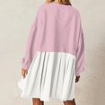 thumbnail image 5 of Womens Oversized Sweatshirt Dress Long Flowy Patchwork Pullover Tops Cute Drop Shoulder Sweatshirts Fall Long Sleeve Mini Dress Teen Girls Crewneck Solid Tunic Pleated Loose Clothing Beig, 5 of 5