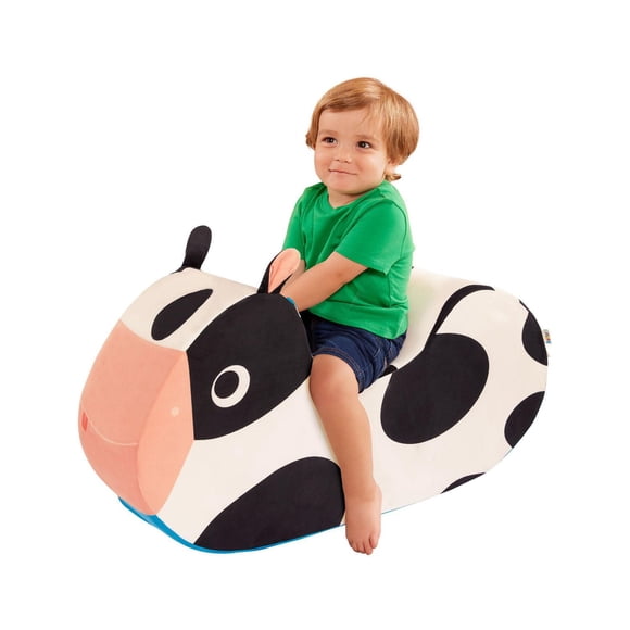 Battat Cozy Cruisers Cow Foam White Ride-On Toy with Washable Cover, Toddler, Baby and Preschool Toys