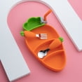 thumbnail image 3 of 1 Set Carrot Plate Dinner Plates Ceramic Toddler Spoons Toddler Plates With Porcelain Rice Bowl Toddler Utensils Kid Plates Grid Plate 304 Stainless Steel Child Modeling Place Mates for Tables with, 3 of 8