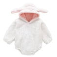 thumbnail image 1 of WEIYLL Girls Bodysuits Autumn Winter Long Sleeve Rabbit Ears Hooded Solid Color White Toddler Overalls for 3-6 Months, 1 of 3